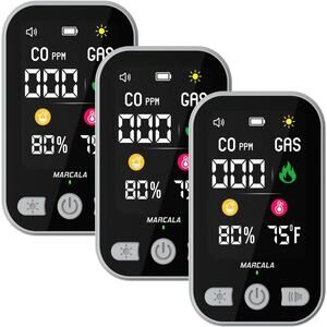 marcala carbon monoxide detector and gas detector 3-pack Great for Traveling